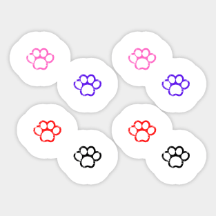 colored dog paw sticker pack design Sticker